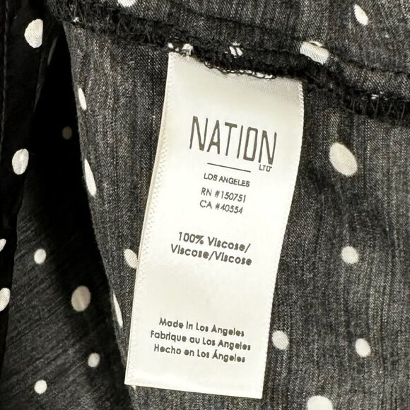 Nation Ltd Black & White Polka Dot Satin Short Sleeve T-Shirt Size Large Top - Picture 5 of 5